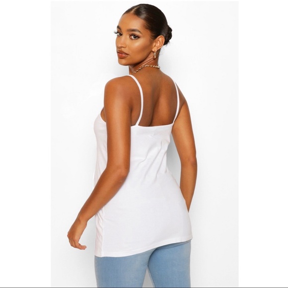 NWT BOOHOO Maternity 2 Pack Strappy Cami Top Multi 16 Black White Size 12 - Picture 3 of 7